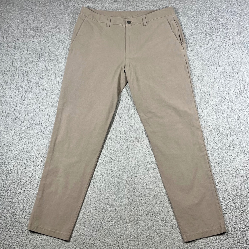 Lululemon Mens Commission Pant Slim Warpstreme Tan Khaki 34 LM5AXAS